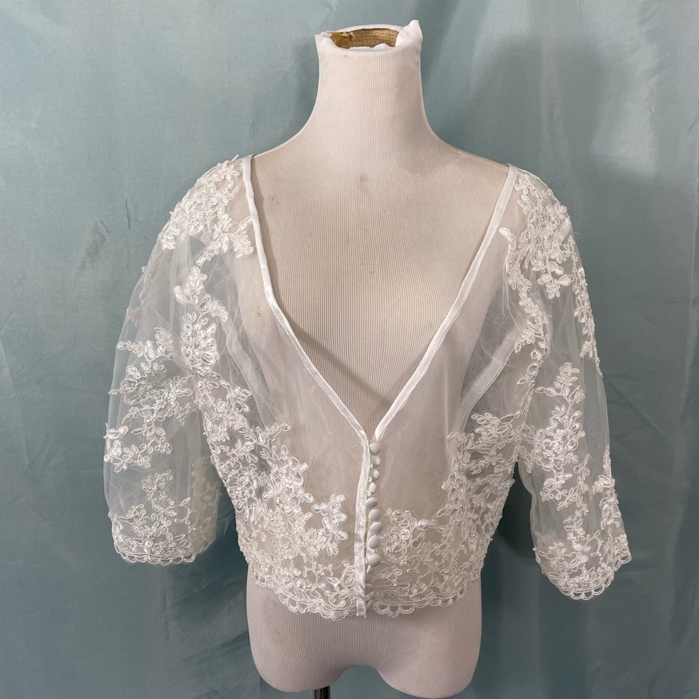Lace Bridal Jacket with Half Sleeves